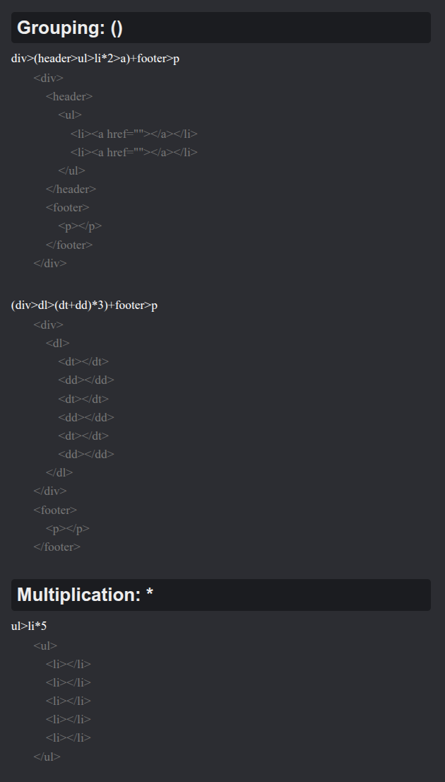 Emmet shortcut 2