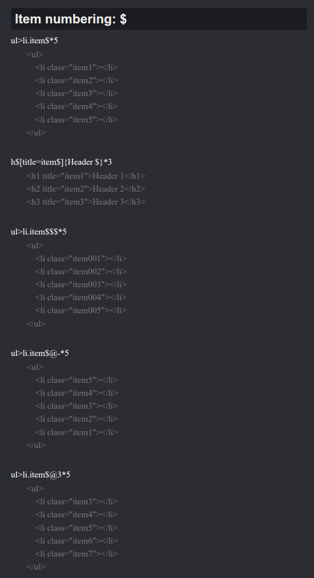 Emmet shortcut 1